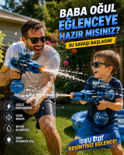 AquaRush™ Şarjlı Işıklı Ateş Efektli Su Tabancası