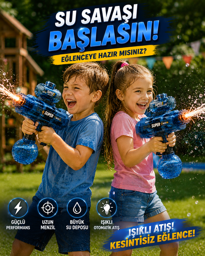 AquaRush™ Şarjlı Işıklı Ateş Efektli Su Tabancası